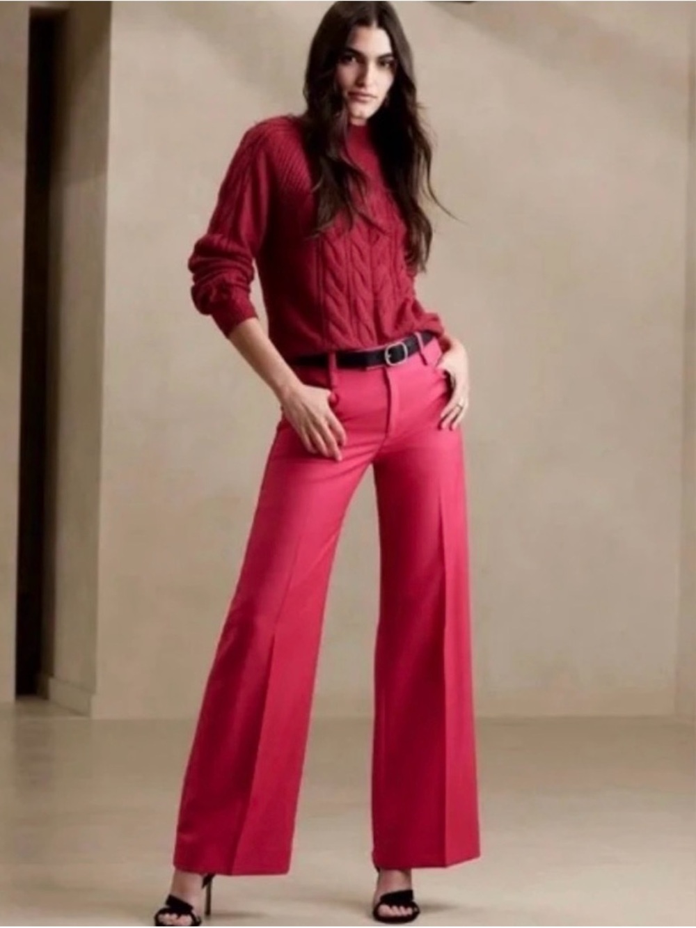 Banana Republic Bright Pink Straight-Leg Trousers
